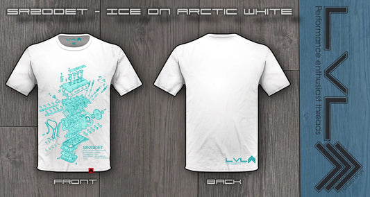 Level UP Apparel's SR20DETee in Ice on Arctic Variant