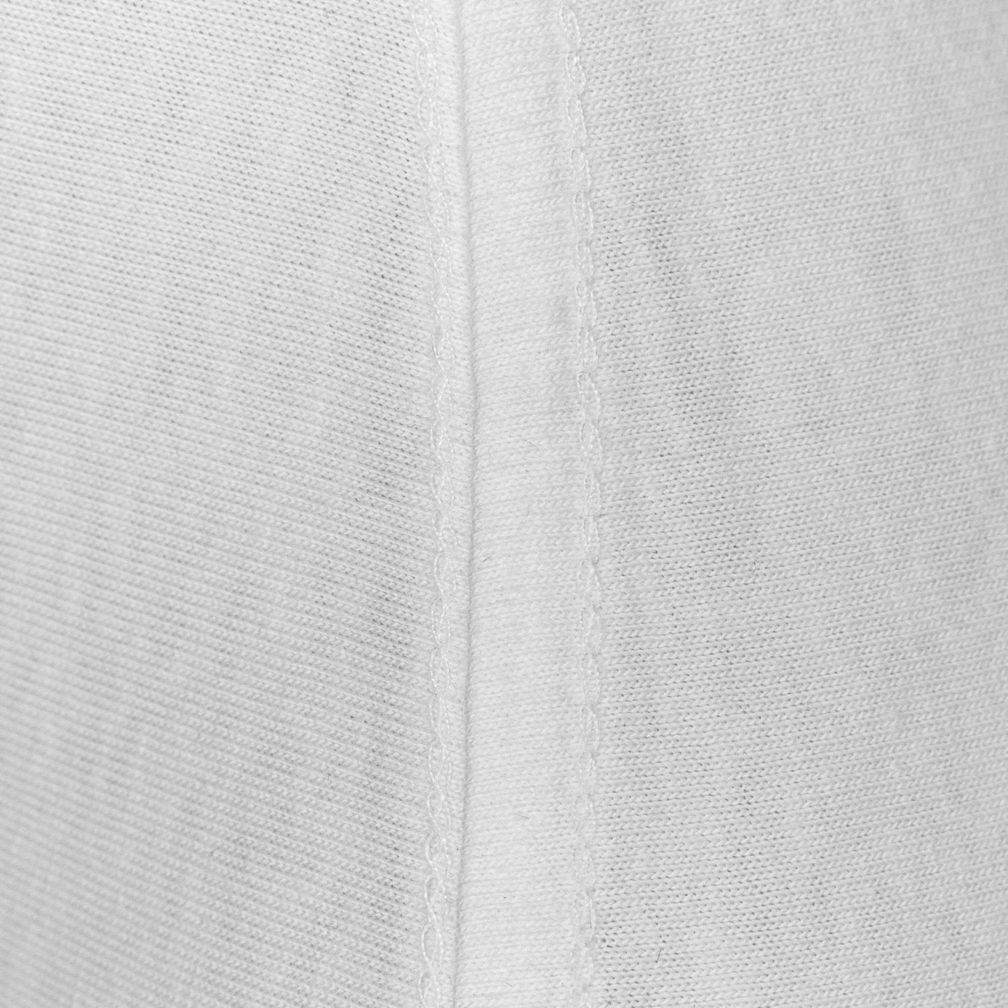 Level UP Nissan SR20 engine diagram T-shirt in white showing close up detail of high quality, double stitching of the seam