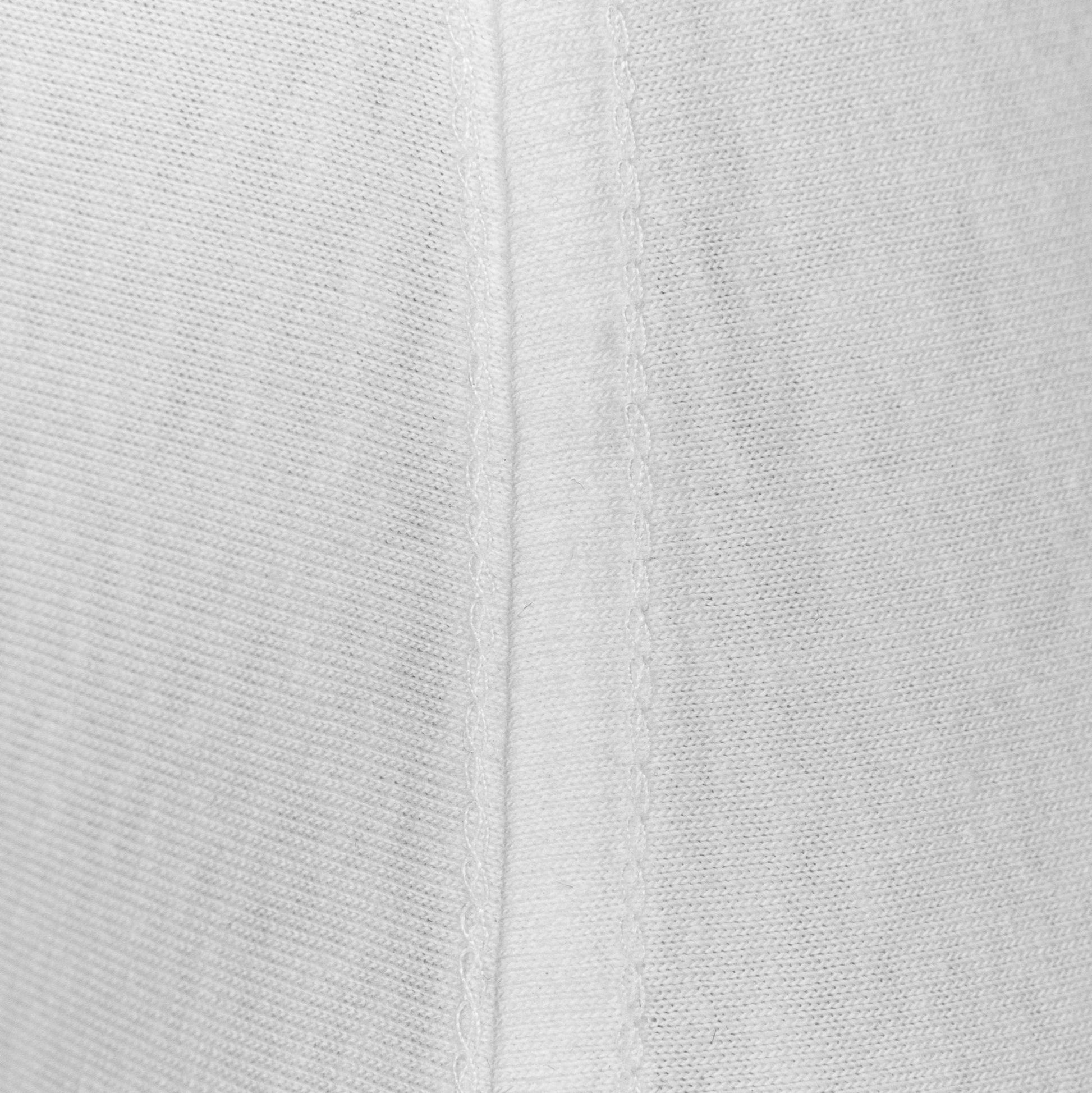 Level UP Nissan SR20 engine diagram T-shirt in white showing close up detail of high quality, double stitching of the seam
